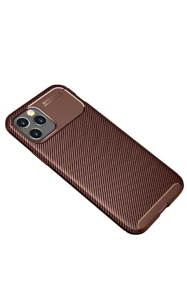Newface iPhone 12 Pro Max Kılıf Auto Focus Karbon Kapak - Kahverengi resmi