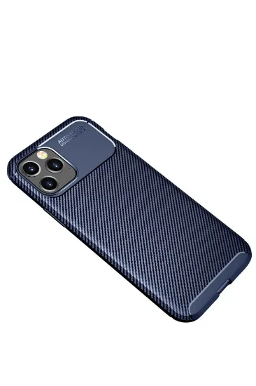Newface iPhone 12 Pro Max Kılıf Auto Focus Karbon Kapak - Lacivert resmi