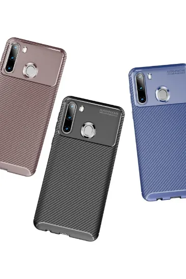 Newface Samsung Galaxy A21 Kılıf Auto Focus Karbon Kapak - Siyah resmi