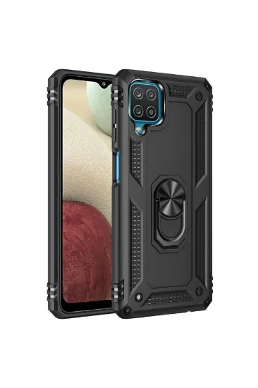 Newface Samsung Galaxy A22 Kılıf Sofya Yüzüklü Silikon Kapak - Siyah resmi