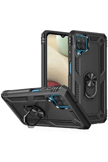 Newface Samsung Galaxy A22 Kılıf Sofya Yüzüklü Silikon Kapak - Siyah resmi