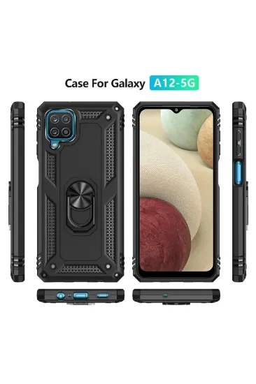 Newface Samsung Galaxy A22 Kılıf Sofya Yüzüklü Silikon Kapak - Siyah resmi