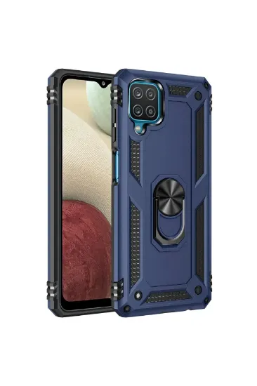 Newface Samsung Galaxy A22 Kılıf Sofya Yüzüklü Silikon Kapak - Lacivert resmi