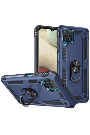 Newface Samsung Galaxy A22 Kılıf Sofya Yüzüklü Silikon Kapak - Lacivert resmi
