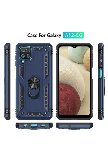 Newface Samsung Galaxy A22 Kılıf Sofya Yüzüklü Silikon Kapak - Lacivert resmi