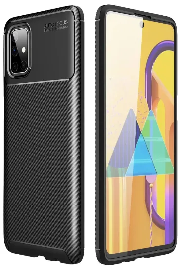 Newface Samsung Galaxy M51 Kılıf Auto Focus Karbon Kapak - Siyah resmi