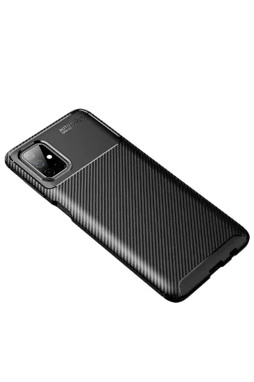 Newface Samsung Galaxy M51 Kılıf Auto Focus Karbon Kapak - Siyah resmi