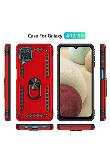 Newface Samsung Galaxy A22 Kılıf Sofya Yüzüklü Silikon Kapak - Kırmızı resmi