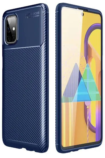 Newface Samsung Galaxy M51 Kılıf Auto Focus Karbon Kapak - Lacivert resmi