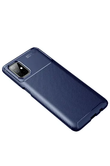 Newface Samsung Galaxy M51 Kılıf Auto Focus Karbon Kapak - Lacivert resmi