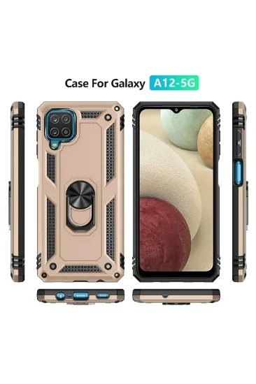 Newface Samsung Galaxy A22 Kılıf Sofya Yüzüklü Silikon Kapak - Gold resmi