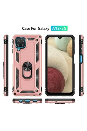 Newface Samsung Galaxy A22 Kılıf Sofya Yüzüklü Silikon Kapak - Rose resmi