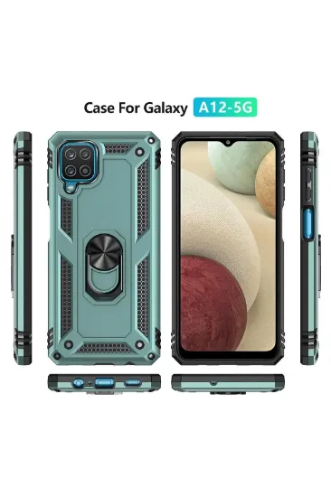 Newface Samsung Galaxy A22 Kılıf Sofya Yüzüklü Silikon Kapak - Yeşil resmi