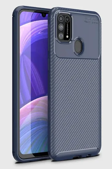 Newface Samsung Galaxy M31 Kılıf Auto Focus Karbon Kapak - Lacivert resmi