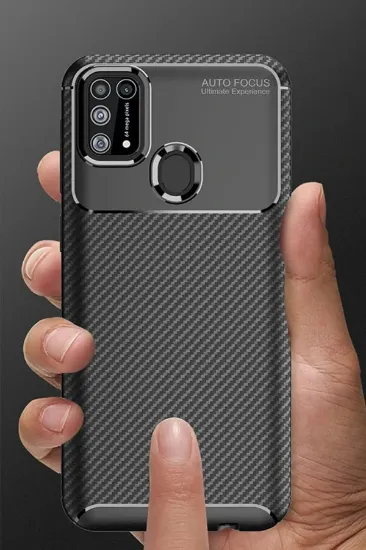 Newface Samsung Galaxy M31 Kılıf Auto Focus Karbon Kapak - Lacivert resmi