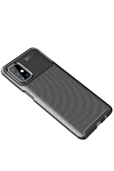 Newface Samsung Galaxy M31S Kılıf Auto Focus Karbon Kapak - Siyah resmi