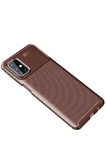 Newface Samsung Galaxy M31S Kılıf Auto Focus Karbon Kapak - Kahverengi resmi