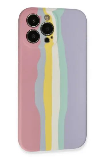 Newface iPhone 13 Pro Kılıf Ebruli Lansman Silikon - Pembe-Lila resmi