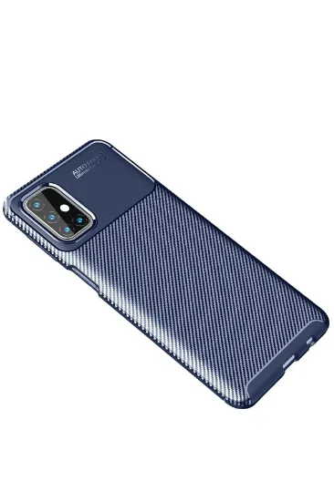 Newface Samsung Galaxy M31S Kılıf Auto Focus Karbon Kapak - Lacivert resmi