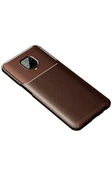 Newface Xiaomi Redmi Note 9 Pro Kılıf Auto Focus Karbon Kapak - Kahverengi resmi