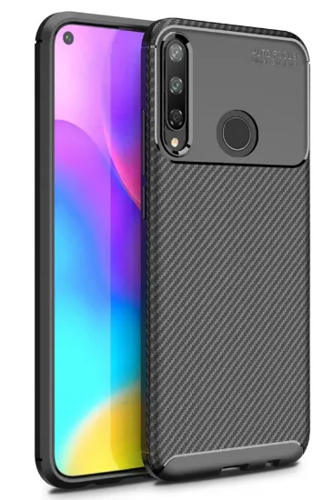 Newface Huawei P40 Lite E Kılıf Auto Focus Karbon Kapak - Siyah resmi