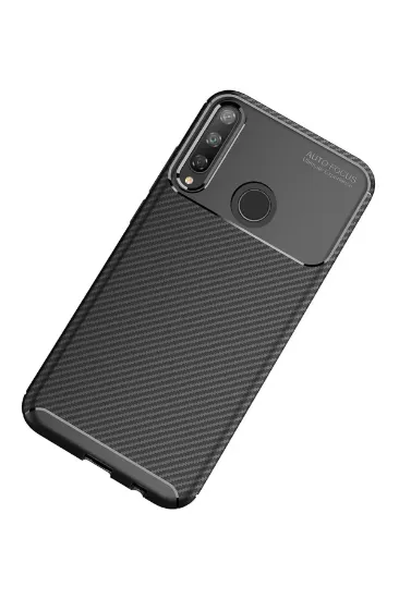 Newface Huawei P40 Lite E Kılıf Auto Focus Karbon Kapak - Siyah resmi