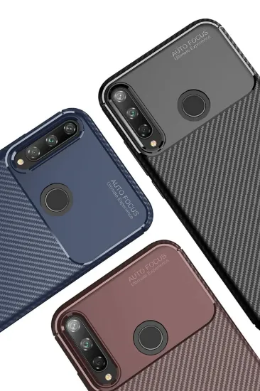 Newface Huawei P40 Lite E Kılıf Auto Focus Karbon Kapak - Siyah resmi
