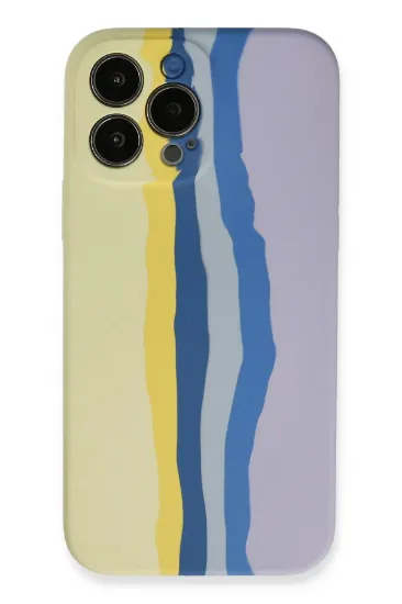 Newface iPhone 13 Pro Kılıf Ebruli Lansman Silikon - Sarı-Lila resmi