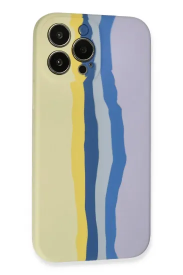 Newface iPhone 13 Pro Kılıf Ebruli Lansman Silikon - Sarı-Lila resmi