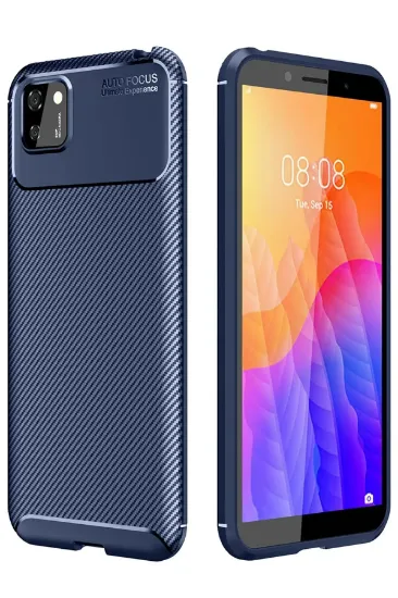Newface Huawei Y5P Kılıf Auto Focus Karbon Kapak - Lacivert resmi