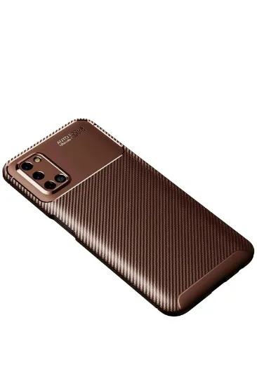 Newface Oppo A52 Kılıf Auto Focus Karbon Kapak - Kahverengi resmi