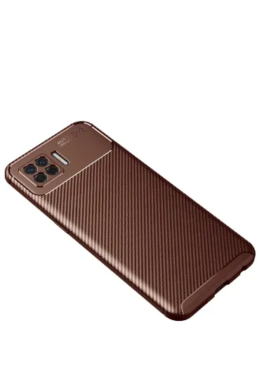 Newface Oppo A73 Kılıf Auto Focus Karbon Kapak - Kahverengi resmi