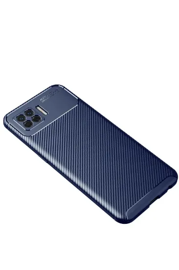 Newface Oppo A73 Kılıf Auto Focus Karbon Kapak - Lacivert resmi