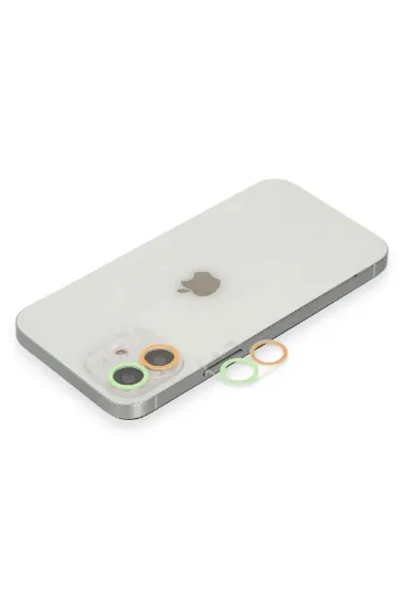 Newface iPhone 11 Renkli Kamera Lens Koruma Cam - Turuncu-Yeşil resmi