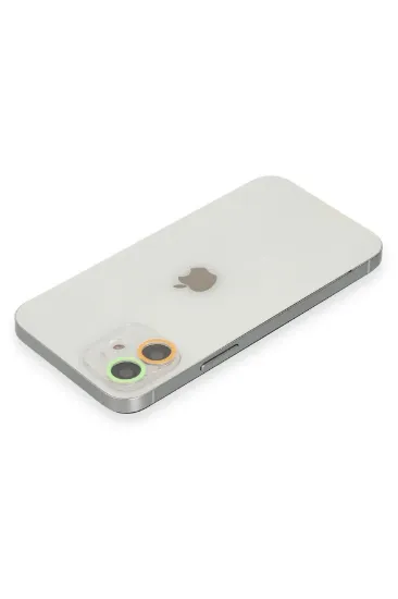 Newface iPhone 11 Renkli Kamera Lens Koruma Cam - Turuncu-Yeşil resmi