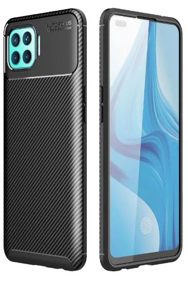 Newface Oppo Reno 4 Lite Kılıf Auto Focus Karbon Kapak - Siyah resmi