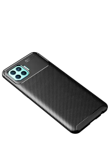 Newface Oppo Reno 4 Lite Kılıf Auto Focus Karbon Kapak - Siyah resmi