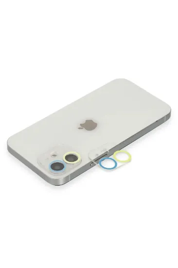 Newface iPhone 11 Renkli Kamera Lens Koruma Cam - Sarı-Mavi resmi