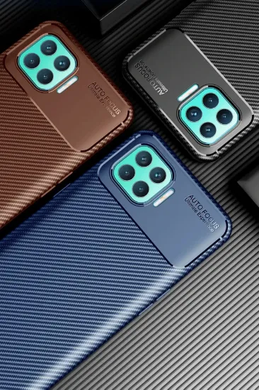 Newface Oppo Reno 4 Lite Kılıf Auto Focus Karbon Kapak - Kahverengi resmi