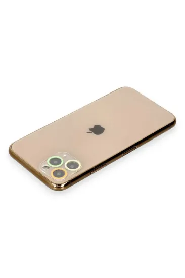 Newface iPhone 11 Pro Renkli Kamera Lens Koruma Cam - Sarı-Turuncu resmi
