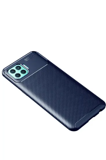 Newface Oppo Reno 4 Lite Kılıf Auto Focus Karbon Kapak - Lacivert resmi