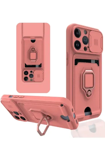 Newface iPhone 13 Pro Max Kılıf Zuma Kartvizitli Yüzüklü Silikon - Pembe resmi