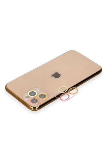 Newface iPhone 11 Pro Max Renkli Kamera Lens Koruma Cam - Turuncu-Kırmızı resmi