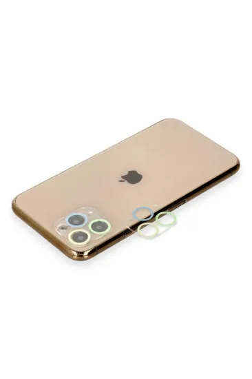 Newface iPhone 11 Pro Max Renkli Kamera Lens Koruma Cam - Yeşil-Sarı resmi
