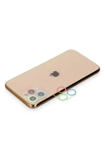 Newface iPhone 11 Pro Max Renkli Kamera Lens Koruma Cam - Mavi-Yeşil resmi