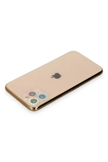 Newface iPhone 11 Pro Max Renkli Kamera Lens Koruma Cam - Mavi-Yeşil resmi
