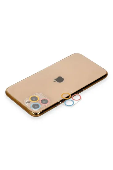 Newface iPhone 11 Pro Max Renkli Kamera Lens Koruma Cam - Pembe-Mavi resmi