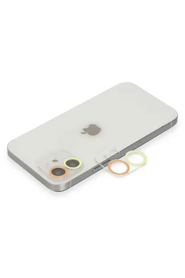 Newface iPhone 12 Renkli Kamera Lens Koruma Cam - Sarı-Turuncu resmi