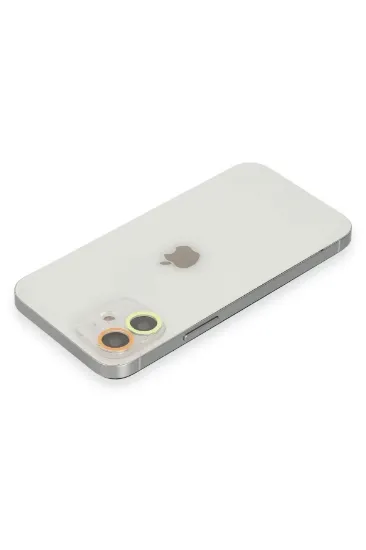 Newface iPhone 12 Renkli Kamera Lens Koruma Cam - Sarı-Turuncu resmi