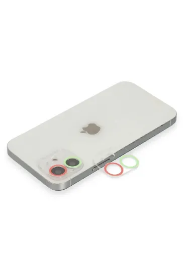 Newface iPhone 12 Renkli Kamera Lens Koruma Cam - Yeşil-Pembe resmi